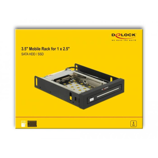 Delock 3.5″ Mobile Rack for 1 x 2.5″ SATA HDD / SSD Delock 3.5″ Mobile Rack for 1 x 2.5″ SATA HDD / SSD