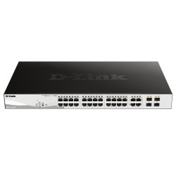 Switch D-Link DGS-1210-24P/E, 24 PoE 10/100/1000 Base-T port with 4 x 1000Base-T /SFP ports, managed, Rack-Mount