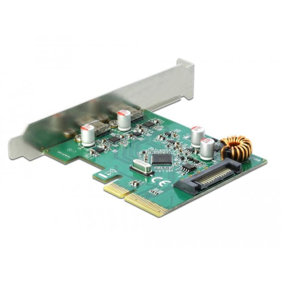 Карта Delock, PCI Express x4 към USB-C (USB 3.1 Gen 2) женско, 10 Gbps Карта Delock, PCI Express x4 към USB-C (USB 3.1 Gen 2) женско, 10 Gbps