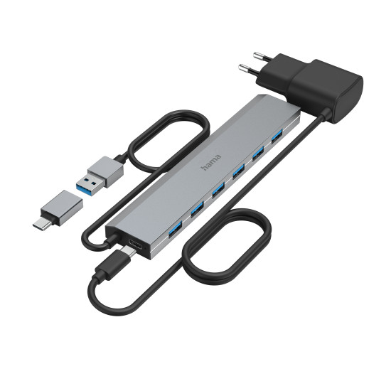 USB Hub, 7 Ports, USB 3.2 Gen 1, 5 Gbit/s, HAMA-200137 USB Hub, 7 Ports, USB 3.2 Gen 1, 5 Gbit/s, HAMA-200137