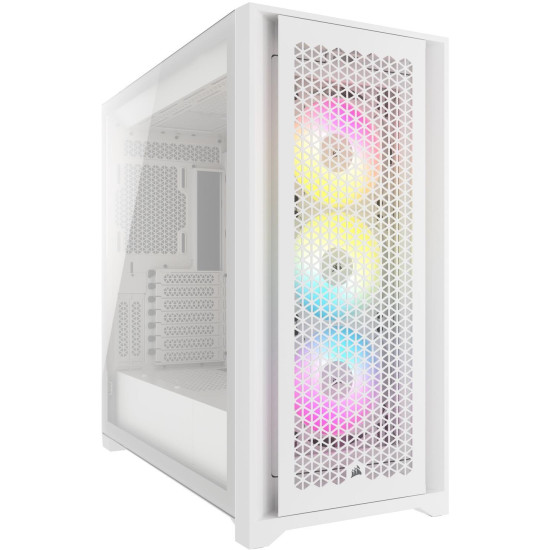 Кутия Corsair iCUE 5000D RGB Airflow Mid Tower, Tempered Glass, Бяла Кутия Corsair iCUE 5000D RGB Airflow Mid Tower, Tempered Glass, Бяла