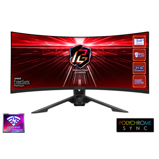 Геймърски Монитор ASRock PG34WQ15R3A, 34 Геймърски Монитор ASRock PG34WQ15R3A, 34
