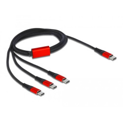 Delock USB Charging Cable 3 in 1 USB Type-C™ to 3 x USB Type-C™ 1 m black / red Delock USB Charging Cable 3 in 1 USB Type-C™ to 3 x USB Type-C™ 1 m black / red