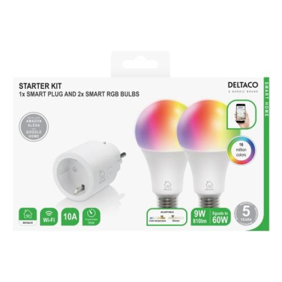 Смарт комплект DELTACO SH-KIT01, Контакт, 2 x LED крушки Смарт комплект DELTACO SH-KIT01, Контакт, 2 x LED крушки