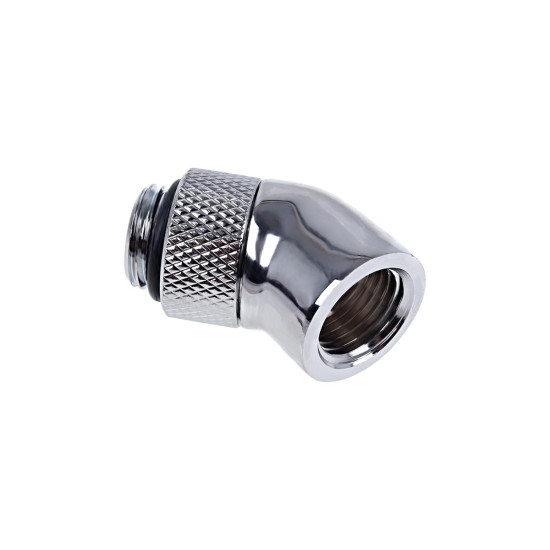 Ъглов адаптер Alphacool Eiszapfen, 45°, G1/4 външна към G1/4 вътрешна резба, Сребрист Ъглов адаптер Alphacool Eiszapfen, 45°, G1/4 външна към G1/4 вътрешна резба, Сребрист