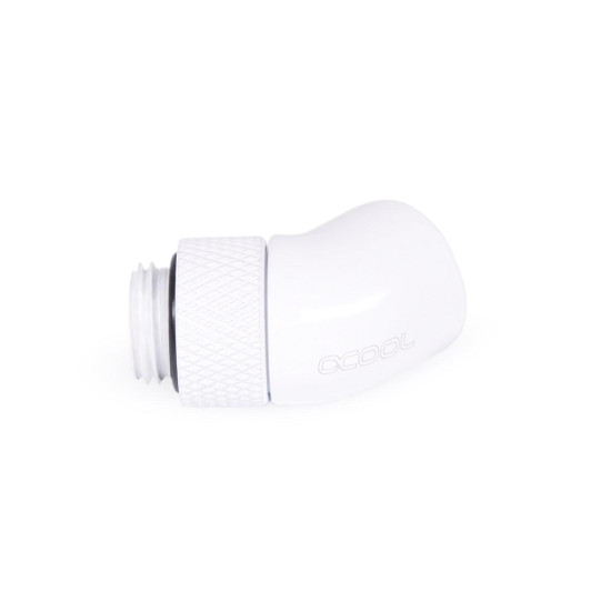 Alphacool Eiszapfen angled adaptor 45° rotatable G1/4 outer thread to G1/4 inner thread - White Alphacool Eiszapfen angled adaptor 45° rotatable G1/4 outer thread to G1/4 inner thread - White
