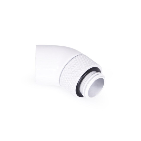 Alphacool Eiszapfen angled adaptor 45° rotatable G1/4 outer thread to G1/4 inner thread - White Alphacool Eiszapfen angled adaptor 45° rotatable G1/4 outer thread to G1/4 inner thread - White