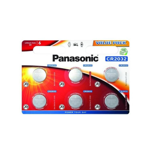 Lithium Button Battery PANASONIC CR2032 3V 6 pcs in blister Lithium Button Battery PANASONIC CR2032 3V 6 pcs in blister