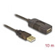 Удължителен кабел DeLock, USB-A мъжко - USB-A женско, USB 2.0, 10 м, Черен Удължителен кабел DeLock, USB-A мъжко - USB-A женско, USB 2.0, 10 м, Черен