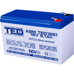 Lead Battery  AGM 12V / 9Ah  - 151 / 65 / 94 mm T2 TEC ELECTRIC