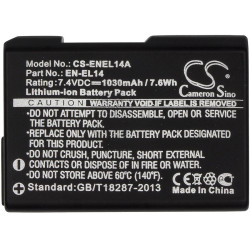 Camera Battery for NIKON EN-EL14, 7.4V, 1030mAh, Li-Ion,, Cameron Sino Camera Battery for NIKON EN-EL14, 7.4V, 1030mAh, Li-Ion,, Cameron Sino