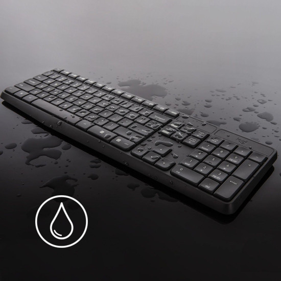 Kомплект безжични клавиатура с мишка Logitech MK235, Черен Kомплект безжични клавиатура с мишка Logitech MK235, Черен