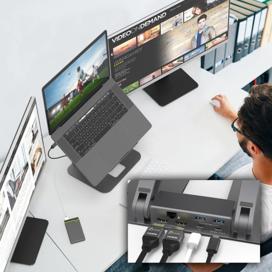 Поставка за лаптоп с докинг станция j5create JTS427, до 16 Поставка за лаптоп с докинг станция j5create JTS427, до 16