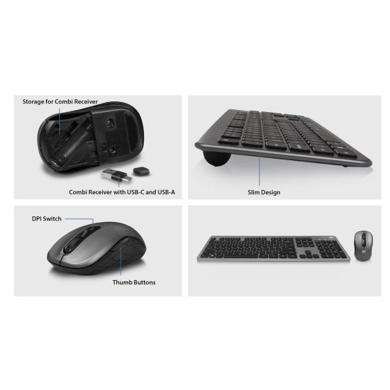 Комплект клавиатура с мишка ACT AC5710, 2.4 Ghz, USB-C/USB-A, US Комплект клавиатура с мишка ACT AC5710, 2.4 Ghz, USB-C/USB-A, US