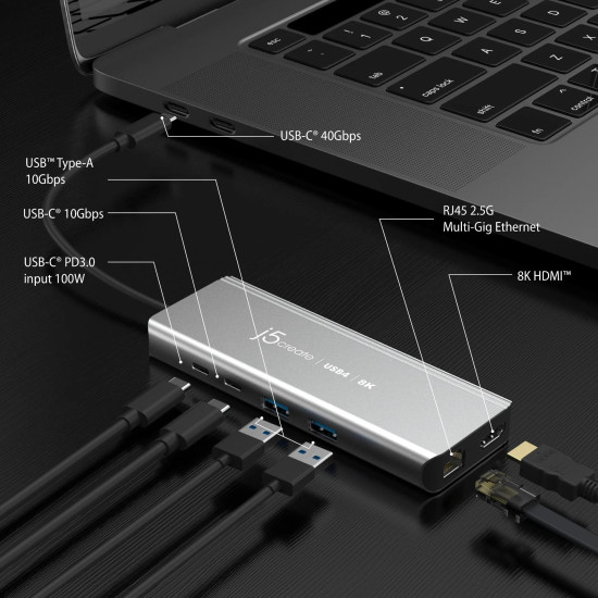 Докинг станция j5create JCD403, USB4, Multi-port хъб, Gigabit Ethernet Докинг станция j5create JCD403, USB4, Multi-port хъб, Gigabit Ethernet