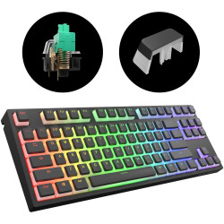 Mechanical Keyboard Dark Project KD87A Black TKL - Gateron Cap Teal Switch, RGB Mechanical Keyboard Dark Project KD87A Black TKL - Gateron Cap Teal Switch, RGB