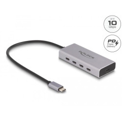 Докинг станция Delock, USB-C - 4 x USB-C, USB-C PD, 85 W, 10 Gbps