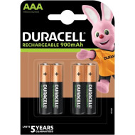 Акумулаторна батерия DURACELL R03 AAA, 900mAh NiMH, 1.2V, 4 бр. в опаковка  Акумулаторна батерия DURACELL R03 AAA, 900mAh NiMH, 1.2V, 4 бр. в опаковка