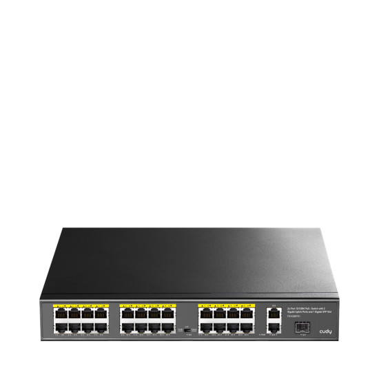 Суич Cudy FS1026PS1, 24 x 10/100 PoE+ Switch 2 x Gigabit порта, 1 x SFP Slot Суич Cudy FS1026PS1, 24 x 10/100 PoE+ Switch 2 x Gigabit порта, 1 x SFP Slot