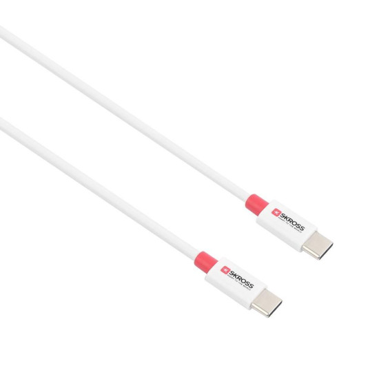 Кабел Skross, USB-C - USB-C 2.0 мъжко, 1.20 м, Бял Кабел Skross, USB-C - USB-C 2.0 мъжко, 1.20 м, Бял