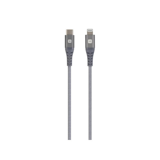 Кабел Skross, USB-C - Lightning, Метална оплетка, 1.20 м, Сив Кабел Skross, USB-C - Lightning, Метална оплетка, 1.20 м, Сив