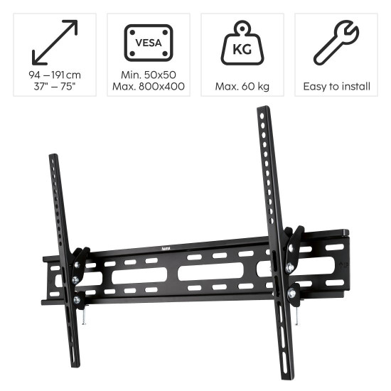 Hama TV Wall Bracket, Tilt, 191 cm (75 Hama TV Wall Bracket, Tilt, 191 cm (75