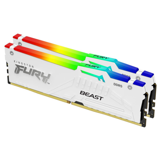 Памет Kingston FURY Beast White RGB 64GB(2x32GB) DDR5 5200MHz CL36 Памет Kingston FURY Beast White RGB 64GB(2x32GB) DDR5 5200MHz CL36