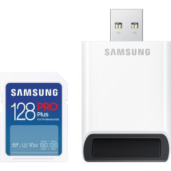 Memory card Samsung PRO Plus SD Card (2023), 128GB, USB reader, White Memory card Samsung PRO Plus SD Card (2023), 128GB, USB reader, White