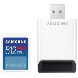 Memory card Samsung PRO Plus SD Card (2023), 512GB, USB reader, White Memory card Samsung PRO Plus SD Card (2023), 512GB, USB reader, White