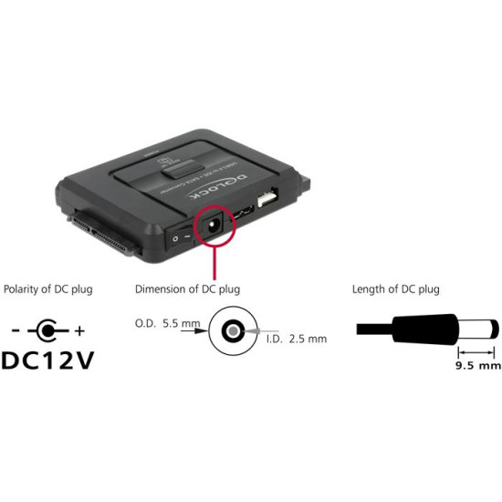 Конвертор Delock, USB 5 Gbps - SATA 6 Gb/s / IDE 40 pin / IDE 44 pin, backup функция Конвертор Delock, USB 5 Gbps - SATA 6 Gb/s / IDE 40 pin / IDE 44 pin, backup функция
