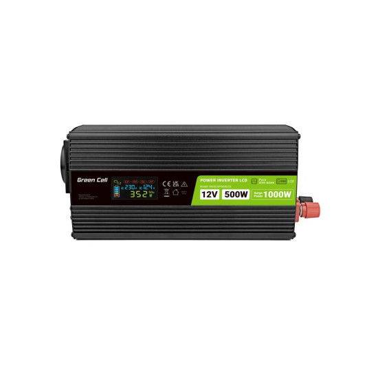 Инвертор GREEN CELL, 12/220V, DC/AC, 500W/1000W INVGC12P500LCD LCD, Чиста синусоида Инвертор GREEN CELL, 12/220V, DC/AC, 500W/1000W INVGC12P500LCD LCD, Чиста синусоида