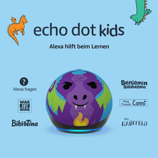 Multimedia Speaker Amazon Echo Dot Kids, Dragon Multimedia Speaker Amazon Echo Dot Kids, Dragon