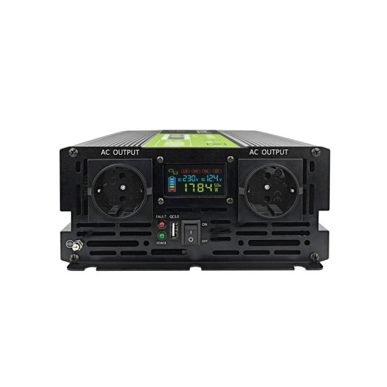 Инвертор GREEN CELL, 12/220V, DC/AC, 2000W/4000W, INVGCP2000LCD LCD Чиста синусоида Инвертор GREEN CELL, 12/220V, DC/AC, 2000W/4000W, INVGCP2000LCD LCD Чиста синусоида