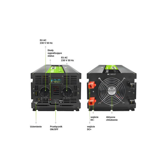 Inverter 48/220 V  DC/AC 5000W/10000W  INVGCP5000LCD  LCD Pure sine wave GREEN CELL