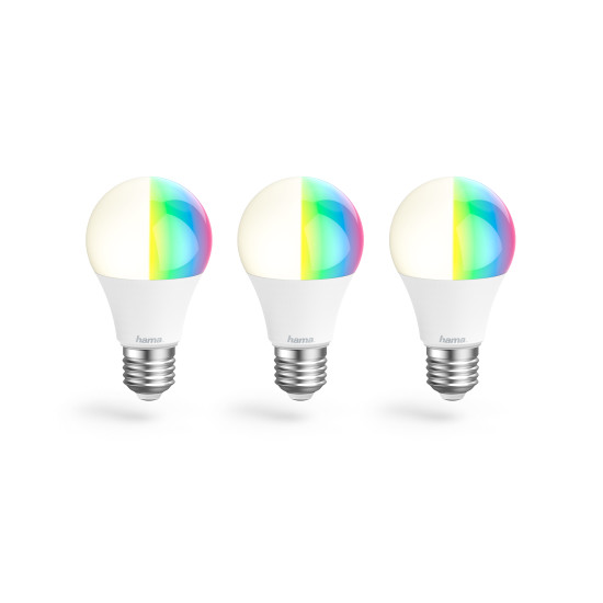 Hama WLAN LED Lamp, E27, 8,5W, RGBW, 3 Pcs, 176635 Hama WLAN LED Lamp, E27, 8,5W, RGBW, 3 Pcs, 176635