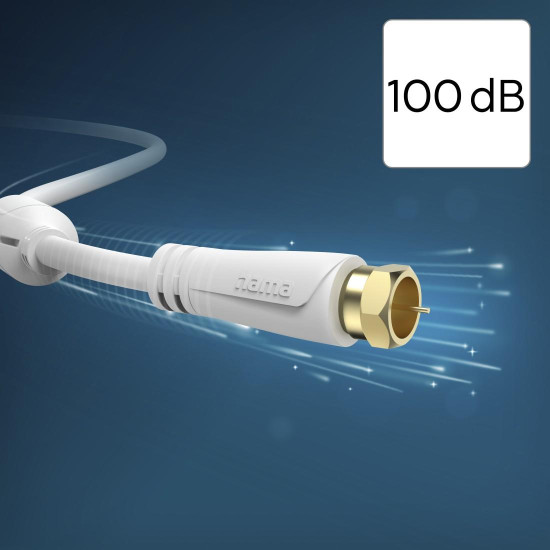 HAMA Коаксиален антенен кабел SAT, F-Plug - F-Plug, 1,5 m, 100 dB, 205251 HAMA Коаксиален антенен кабел SAT, F-Plug - F-Plug, 1,5 m, 100 dB, 205251