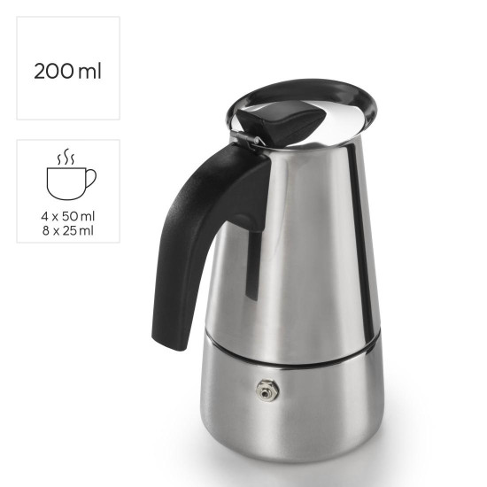 Xavax Stainless Steel Espresso Maker for 4 Cups, 111274 Xavax Stainless Steel Espresso Maker for 4 Cups, 111274