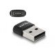 Адаптер Delock, USB 2.0, USB Type-A мъжко - USB Type-C женско, Черен Адаптер Delock, USB 2.0, USB Type-A мъжко - USB Type-C женско, Черен