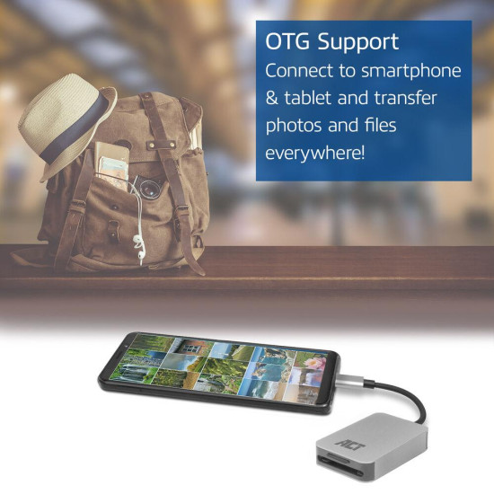 Четец за SD / micro SD карти ACT AC7056, SDXC, USB-C Четец за SD / micro SD карти ACT AC7056, SDXC, USB-C