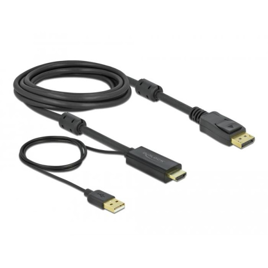 Cable Delock HDMI to DisplayPort cable 4K 30 Hz 3 m, Black Cable Delock HDMI to DisplayPort cable 4K 30 Hz 3 m, Black
