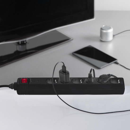 Hama Power Strip, 6-Way, Overvoltage Protection, Switch, 1.4 m, black, 223153 Hama Power Strip, 6-Way, Overvoltage Protection, Switch, 1.4 m, black, 223153