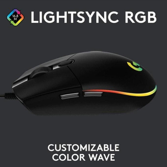 Геймърска мишка Logitech G203, Оптична (8000 dpi), USB, RGB, Черна Геймърска мишка Logitech G203, Оптична (8000 dpi), USB, RGB, Черна