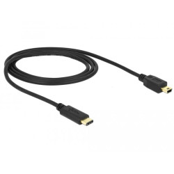 Кабел DeLock, USB-C мъжко - USB-B мъжко, USB 2.0, 1.0 м, Черен