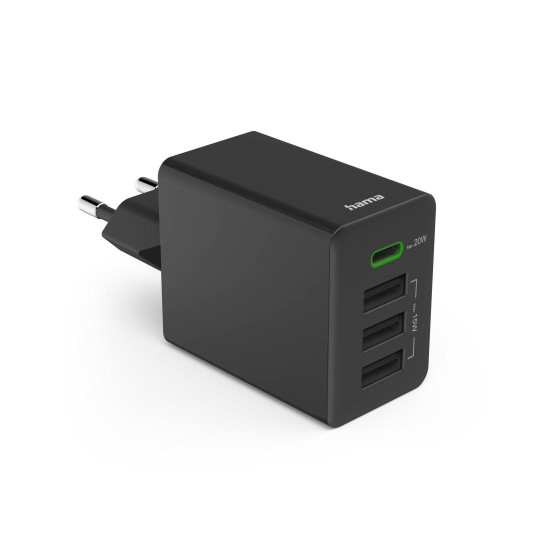 HAMA Мини Зарядно 35 W, 1x USB-C PD, 3x USB-A, Черно HAMA Мини Зарядно 35 W, 1x USB-C PD, 3x USB-A, Черно