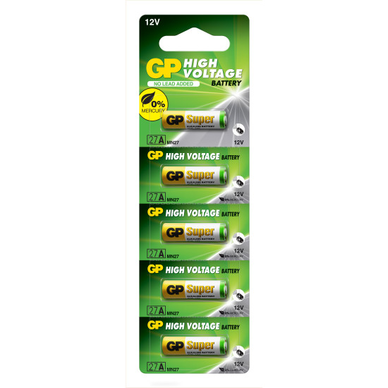 Алкална батерия GP 12 V /5бр./pack цена за 1 бр./ за аларми А27 Алкална батерия GP 12 V /5бр./pack цена за 1 бр./ за аларми А27