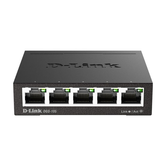 Суич D-Link DGS-105/E, 5 портов, 10/100/1000, Gigabi, метален корпус Суич D-Link DGS-105/E, 5 портов, 10/100/1000, Gigabi, метален корпус
