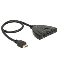 3 портов HDMI суич Delock 18600, 4K, 50 см. кабел, Черен