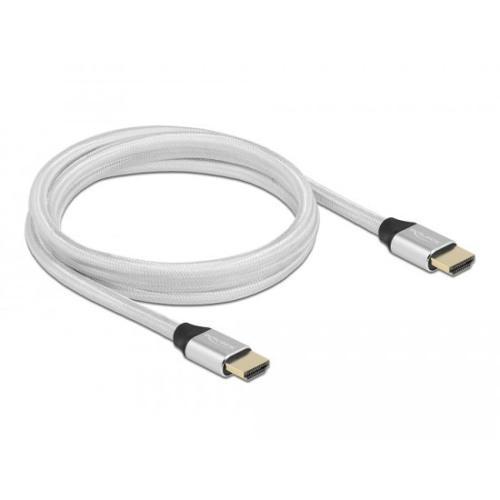 Кабел Delock Ultra High Speed,HDMI мъжко - HDMI мъжко, 48 Gbit/s, 8K 60 Hz, 2 м, Сребрист