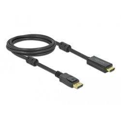Кабел Delock DisplayPort мъжко - HDMI мъжко, 2 м., 4K 60Hz, Черен