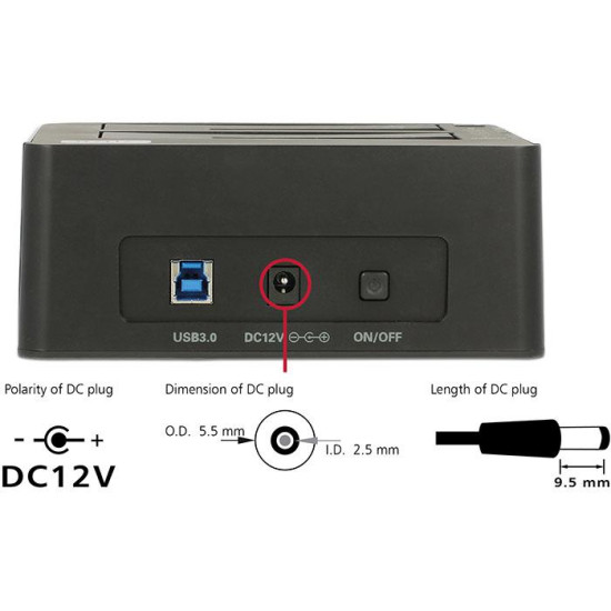 Delock USB 3.0 Dual Docking Station for 2 x SATA HDD / SSD with Clone Function